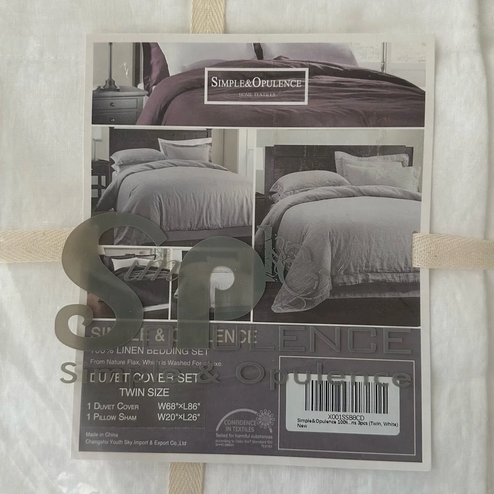 NWT Simple Opulence Twin Size 100% Linen Duvet Cover Set - Picture 7 of 16
